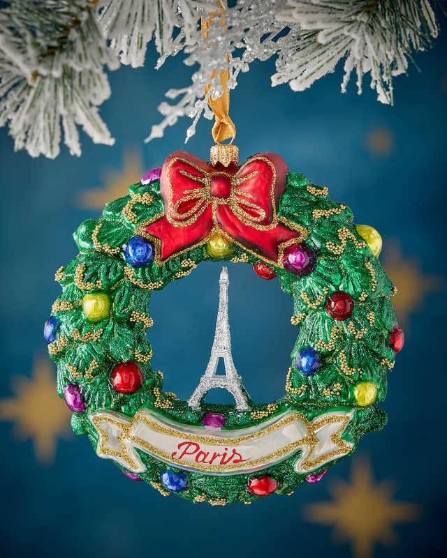 Paris Wreath Christmas Ornament